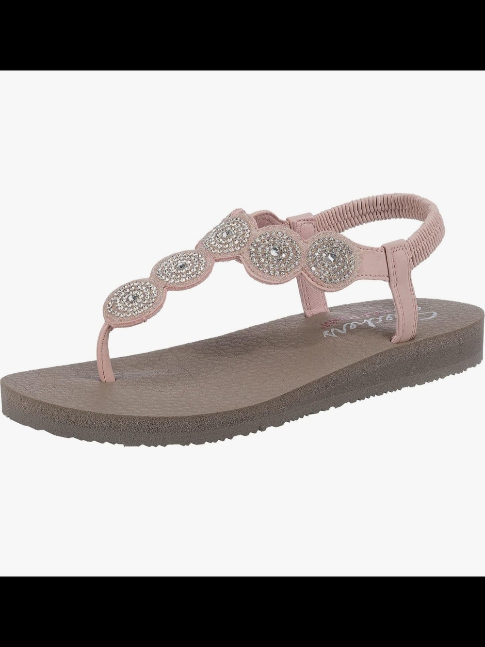 Skechers 'Cali' Meditation Vegan Pink Embellished T‑Strap Elastic Back Sandal 9W